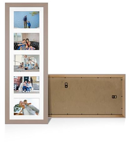 Alison Kingsgate Rose Gold 26x8 Photo frame for multiple pictures | 9 Aperture Family Photo Collage Frame with White Mount - Holds 2x 7x5 & 7x 6x4 Photos - Engineered Wood & Perspex