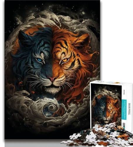 1000-teiliges Puzzle Ying Yang Drache und Tiger für Erwachsene Lernspielzeug Familienspiele Geschenke für Freunde und Familie 26x38cm