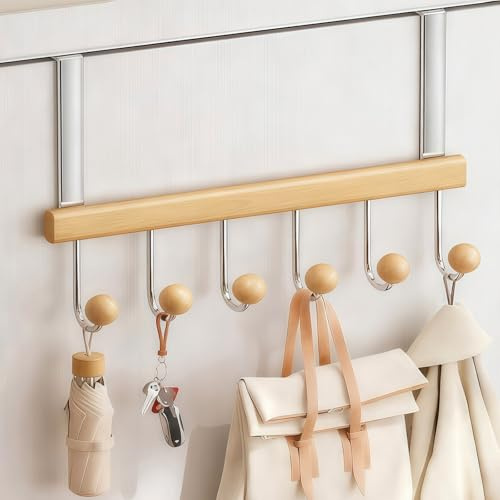Arimsoa Türgarderobe zum Einhängen, Tür Garderobe mit Holz Haken Türhaken zum Einhängen, Kleiderhaken Tür für Kleidung Handtuch Mantel