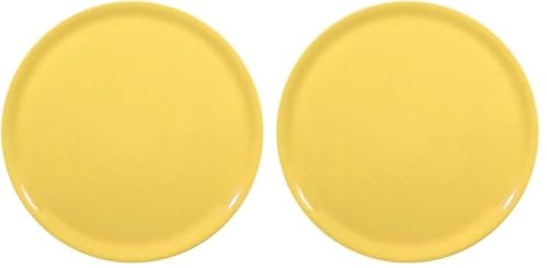 HENDI Assiette à Pizza Ronde en Porcelaine Émaillée, Assiette Uni pour Servir la Pizza, Compatible Micro-ondes et Lave-vaisselle, ⌀330mm, Jaune (Lot de 2)