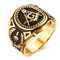 BOBIJOO JEWELRY - Ring Siegelring Mann Freimaurer Winkel Zirkel G Gold Ende Schwarz Edelstahl - 19,1 (9 US), Vergoldet - Edelstahl 316