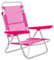 LOLAhome Silla de Playa Baja reclinable 4 Posiciones Convertible en Tumbona Rosa de Aluminio y textileno de 61x47x80 cm