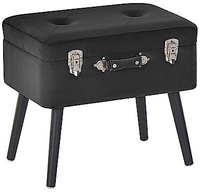 Moderner Hocker mit Stauraum schwarz Samtstoff Kofferhocker Mallard
