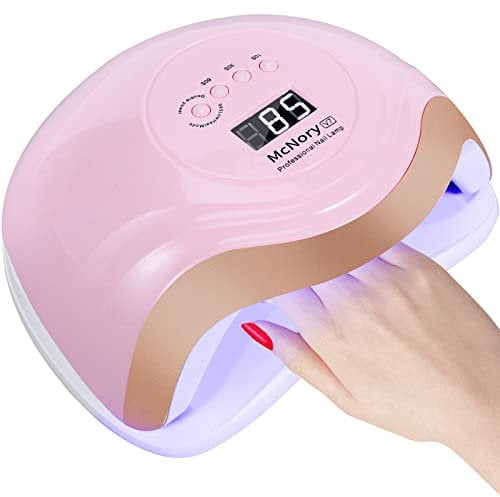 McNory Lampada Unghie LED UV Professionale,168W Fornetto Unghie Può Curare Rapidamente,Sensore Di Avvio Automatico,Timers da 10s/30s/60s/90s,LCD Display Lampada per unghie per Gel Nail Polish Light