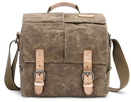 Neuleben Wasserdicht Vintage Kameratasche DSLR SLR Fototasche Canvas Umhängetasche für Spiegelreflexkamera Systemkamera Objektive Zubehör (Braun)