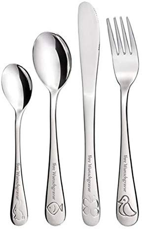 TR GRÄWE Kinderbesteck 4-TLG. Tiere, mit Namensgravur