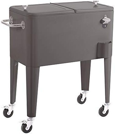 Nevera Carrito Vintaje para Barbacoa | Gris, 56 litros de Capacidad, de Acero con epoxi Anticorrosión | Carrito de Bebidas Auxiliar isotermo | para Exterior, Jardín, Terraza | Fresh