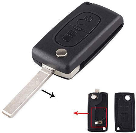 Coque de clé de Voiture Pliable Peugeot 207 307 308 407 607 807 pour Citroen C2 C3 C4 C5 C6 2 Boutons 3 Boutons (VA2, 2B)