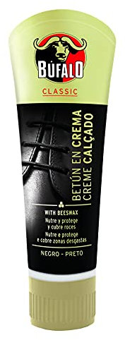 Búfalo Classic - Cirage crème pour chaussures, soin des chaussures, crème de couleur noire qui nourrit, protège et donne de la brillance, optimale pour les peaux lisses - Tube de 50 ml