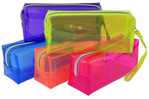 Leichte PVC Bleistifttasche für Schule Bürobedarf Reise, klare große Kapazität Stifte Fall Make-up Tasche mit Reißverschluss für Schreibwaren Box Kosmetik - Blau, Rose Red (Rose Red)