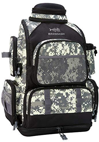Bassdash Angelrucksack wasserabweisend leicht taktische Tasche Angelkoffer mit Rutenhalter und schützender Regenhülle