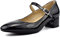 Mo Joc Women Comfort Mary Jane Shoes with Mid Chunky Heel and Square Toe Black
