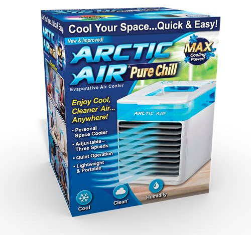 Arctic Air Pure Chill Evaporative Air Cooler By Ontel - Powerful 3-Speed Personal Space Cooler, Quiet, Lightweight And Portable For Bedroom, Office, Living Room & More