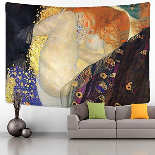 SJJUAN Gustav Klimt Ölgemälde Tapisserie Wandbehang Abstrakte Kunst Dekoration Polyester Decke Yogamatte Home Schlafzimmer Kunst
