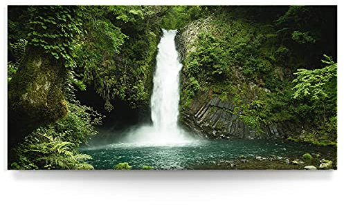 BilderKing Wandbild Wasserfall Minami Tokyo - 120cm x 60cm Leinwand auf Fertigrahmen + Aufhänger