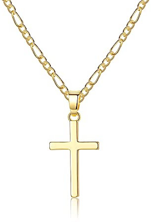 CERSLIMO Kreuz Kette Herren Damen, Kette mit Kreuz Gold Halskette Anhänger Kreuz für Mädchen Jungen Freund