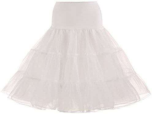 SSDH Jupe Jupon Années 50 Robe Rockabilly Jupons Crinoline pour Femmes S-2XL (Blanc, XXL)