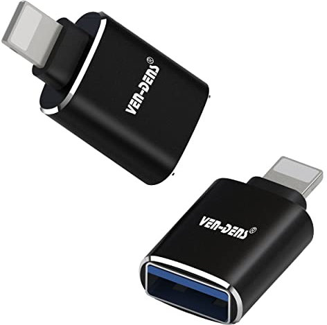 VEN-DENS Portable Lightning to USB3.0 Adapter, USB OTG Data Sync Converter Compatible with iPhone/iPad/USB Flash Drive/Card Reader/Camera etc