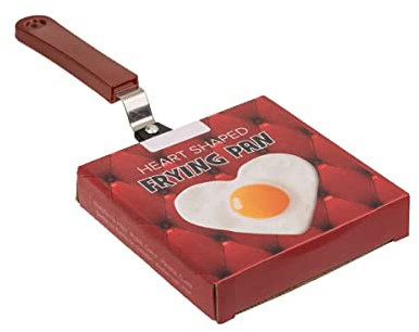 meindekoartikel Liebe geht ducrh den Magen Herz-Bratpfanne für Spiegelei aus Metall in Geschenkkarton (Schwarz) B6xH12xT6cm Spiegelei Pfanne Herzform Geschenkidee Valentinstag Küche Frühstück