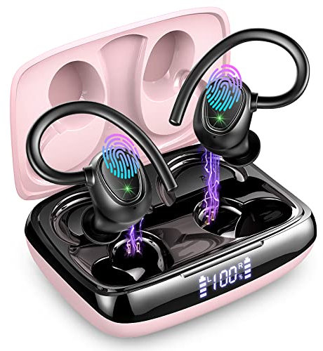 Wireless Earbuds, Wireless Headphones Running Bluetooth 5.3 Headphones with Mic, Wireless Earphones IP7 Waterproof Ear Hooks, Noise Cancelling Earbuds Stereo Sound, 48H, USB-C, Headsets for Sport