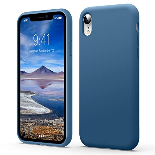 Flyzoo Flüssige Silikon Case Kompatibel mit iPhone XR Hülle (6,1), Kratzfest & Anti-fingerabdruck Handyhülle mit Rundumschutz: 4-Schicht Schutzhülle, Erhöhter Rand für Bildschirm & Kamera, Blau