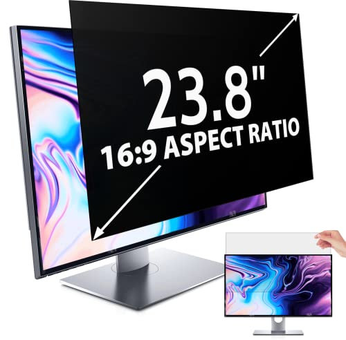 IPROKKO 23.8 Inch Computer Privacy Screen Filter for 16:9 Aspect Ratio, Anti Blue Light Glare Removable 23.8 in Privacy Screen Protective Film
