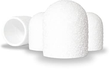 LALILL Sanding Caps LUX Pack of 100 - White Cutter Caps for Nail Cutters - Manicure, Pedicure & Podiatry - Attachments for Foot Care, Callus Removal, Nail Modeling, 10 mm 150 Grit