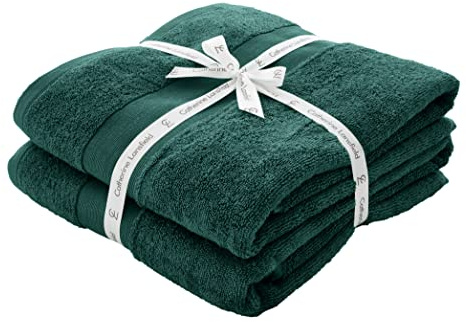 Catherine Lansfield Bathroom Anti Bacterial 500 gsm Soft & Absorbent Cotton Bath Sheet Pair Forest Green
