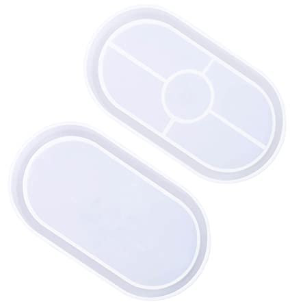 Bandeja de Resina con Forma de Gel de sílice,Moldes de Epoxi Resina de Silicona, 2 Piezas, Molde Ovalado de Resina epoxi para Hacer Platos, fundición de Platos, Bandeja de fundición