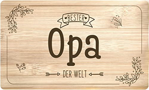 Frühstücksbrettchen mit Spruch Bester Opa der Welt - Holzbrett Made in Germany aus Echtholz - Geschenk für Großvater (Opa)