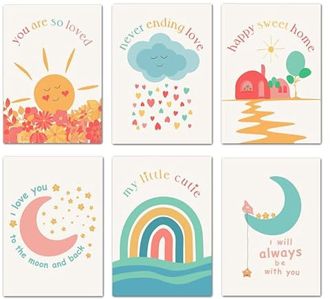 EasyLife Póster educativo ABC para habitación infantil, diseño de dibujos animados, imagen de arco iris, póster para decoración de habitación de bebé, imagen sin marco (21 x 30 cm, A4), set3