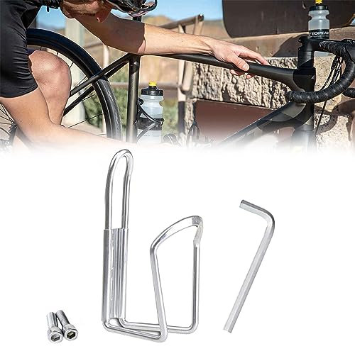 Flaschenhalter Fahrrad, Fahrrad Getränkehalter, Stabil Fahrrad Flaschenhalter, Getränkehalter Fahrrad aus Aluminium Extra Verstärkt für Rennrad MTB Rennrad Mountain Road Bike(Silber)