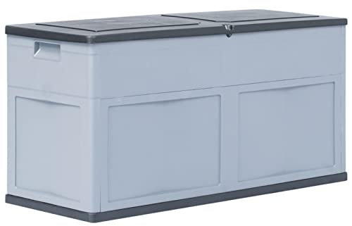 GuyAna Garden Storage Box 320 L Grey BlackWeatherproof Garden Storage Chest,Outdoor Equipment Storage Container