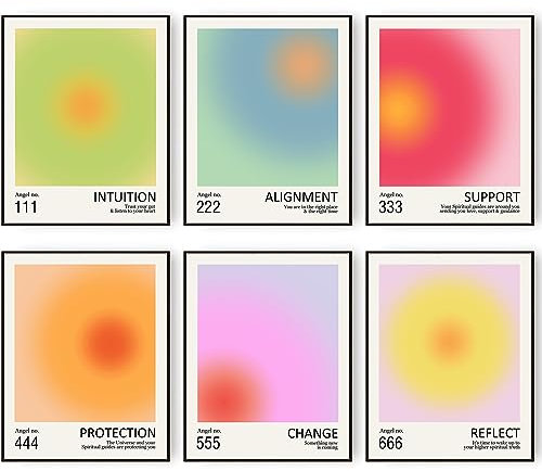 Aura Engel Zahlen-Poster für Schlafzimmer, ästhetische, motivierende Wanddekoration, minimalistische, inspirierende Zitate, Leinwand, Wandkunst 8x10 Zoll (20.3x25.4cm) Ungerahmt