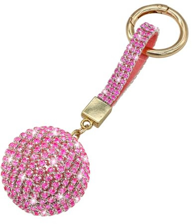 JNNJ Porte Clés De Voiture En Cristal, Porte-Clés Avec Boule Cristal, Bling Porte Clés Mode Pour Sacs à Main Clés Voiture, Accessoires En Cristal Pour Voitures Décorations De Clés(Rose)