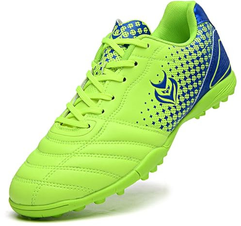 Hsnava Football Kid Shoe Soccer Boots Junior Althletic Sneaker Astro Turf Trainers Boys Blue Orange 9UK