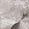 Exclusive Cashmere Flock Velvet Mink Brown Glitter Damask Wallpaper J701