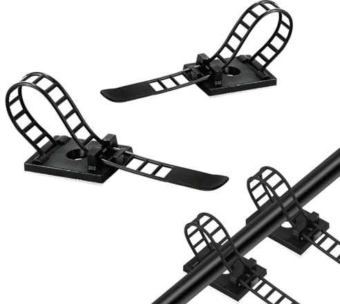 100 Stück Kabelclips Verstellbare Kabelbinder Selbstklebende Kabelklemme Schwarz Kabelbefestigung Kabel Gurte für Computerkabel, TV-Kabel, USB-Kabel