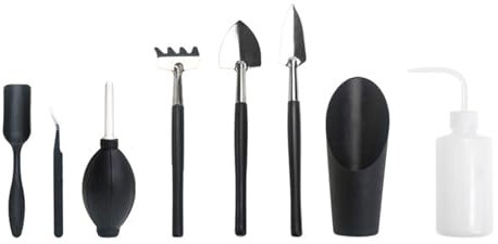 Herramientas de jardín 8 Unidades, Mini Conjunto de Herramientas de Jardineria,Juego Herramientas Jardín,Plantación en Miniatura, Transplantación Plantas Suculentas,Negro