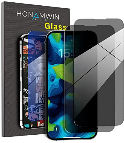 HONAMWINPRO Screen Protector Glass Anti Spy For iPhone 13 Pro Max (Privacy/Scratch Resistant/Shockproof/Anti-Fingerprint) 2 PACK Screen Protector