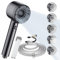 Pommeau de Douche, Pommeau Douche Haute Pression avec Tuyau 2M, 5 Modes Réglables, Anti Calcaire Pomme Douche Economie D'eau avec Filtre & Bouton Pause, Gris