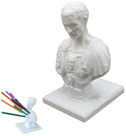 Xeihuul Julius Caesar Bleistifthalter - Julius Caesar Büste Statue Stifthalter, Stiftehalter Aus Kunstharz Lustiger, 16,5 cm Große Büstenstatue, Schreibtisch-Organizer Und Zubehör