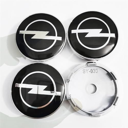 4 Stück Nabendeckel Zubehör für Opel 60MM, Felgendeckel Radnabendeckel Radnabenabdeckung Felgen Center Nabendeckel Wasserdicht Radnabendeckel,Bla-ck