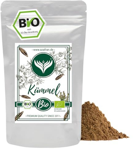 Azafran BIO Kümmelsamen gemahlen, Kümmel Pulver als Gewürz 250g