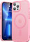 Natiiozie Magnetica Cover per iPhone 13 Pro Compatibile con MagSafe Custodia Traslucida Opaca Posteriore, Antiurto Anti-impronta Resistente ai Graffi Protettiva iPhone 13 Pro Case, Rosa