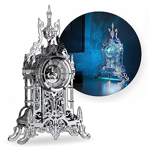 FUNPOLA LED 3D Puzzle Turmuhr für Erwachsene - Elegantes Wohndekor-Gebäudemodell mit farbwechselnden LEDs Teenager und Erwachsene (LED-SATC01 Acryl)