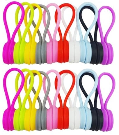 20 Pcs Magnetic Cable Ties Reusable, Wrap and Snap, Reusable Magnetic Cable Ties for Bundling and Organizing Holding Stuff, USB Charging Cords