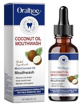 Olio di Cocco per Denti,2PCS Collutorio Senza Alcool,Collutorio Naturale Senza Alcool,Olio Tirante,Oil Pulling Collutorio,per Aiutare L'alito Fresco,Lo Sbiancamento Denti e Salute delle Gengive