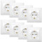 GOIYZTTR 8 Piezas Enchufe de Empotrado Blanco Enchufes de Pared Schuko 16A 250V Enchufes Empotrables Estándar UE para Uso en Interiores (82 mm x 82 mm)