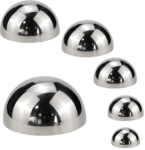 6 Stück Edelstahl-Gartenspiegelkugeln, 304 hochglanzpolierte Hohlkugeln, Spiegelkugeln, polierte Ornament-Kugeln, Außenspiegel für Gartendekorationen, verdickt (51 mm, 63 mm, 76 mm, 90 mm, 100 mm, 150